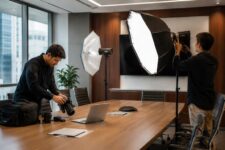Photographer preparing for Corporate Headshots