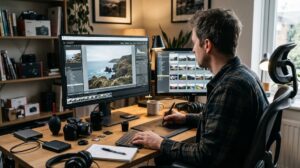 editting photography on a computer