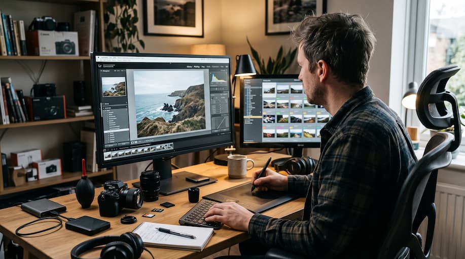 editting photography on a computer